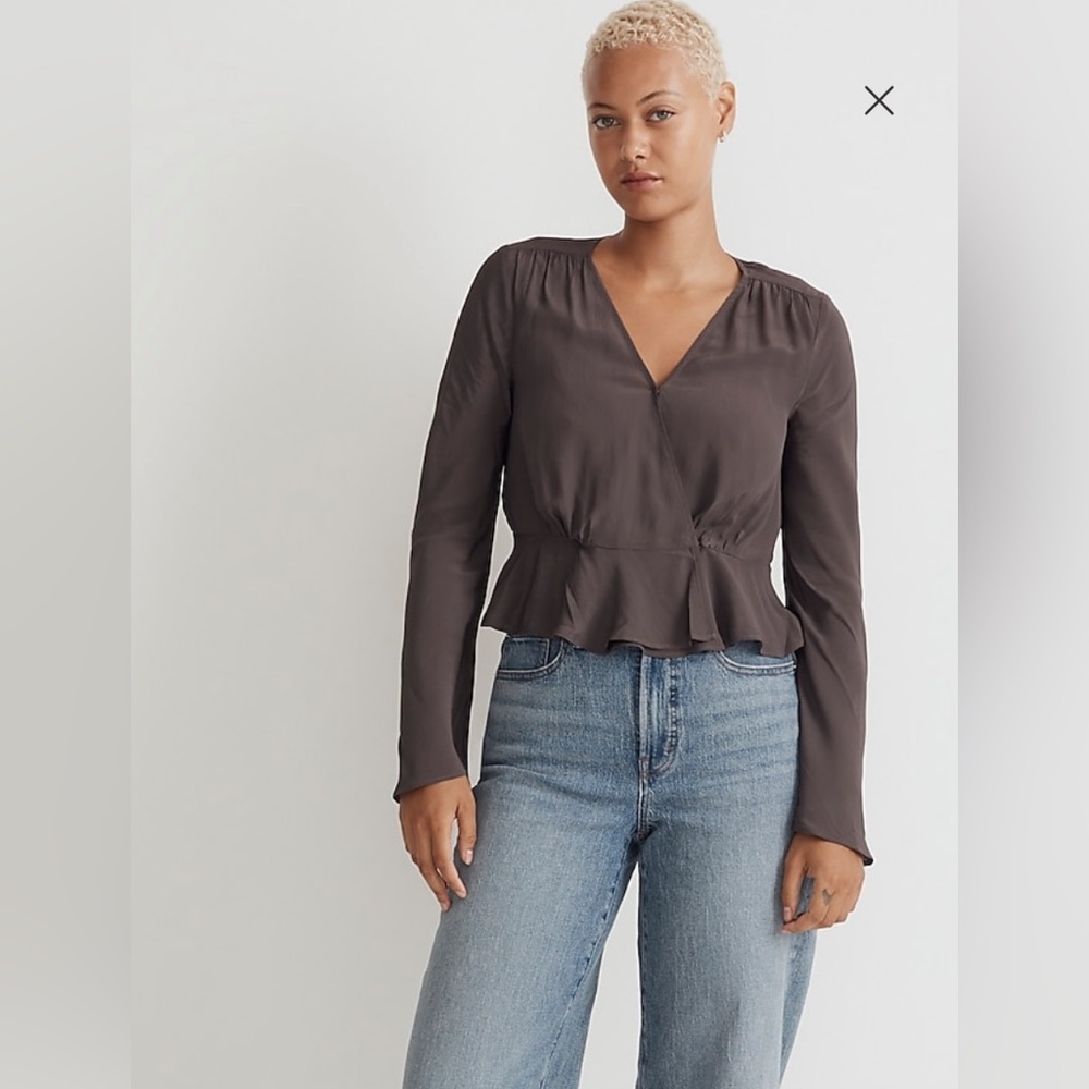 Madewell long sleeve peplum top